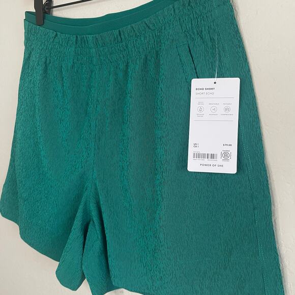 Athleta Green Echo Shorts 5in Pull-on Elastic Waist NEW - Size 8 (M) - Picture 5 of 8